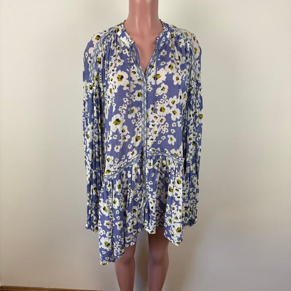 Free People Love Letter Tunic Top Mini Dress Boho Chic Floral Romantic Feminine - Picture 3 of 11